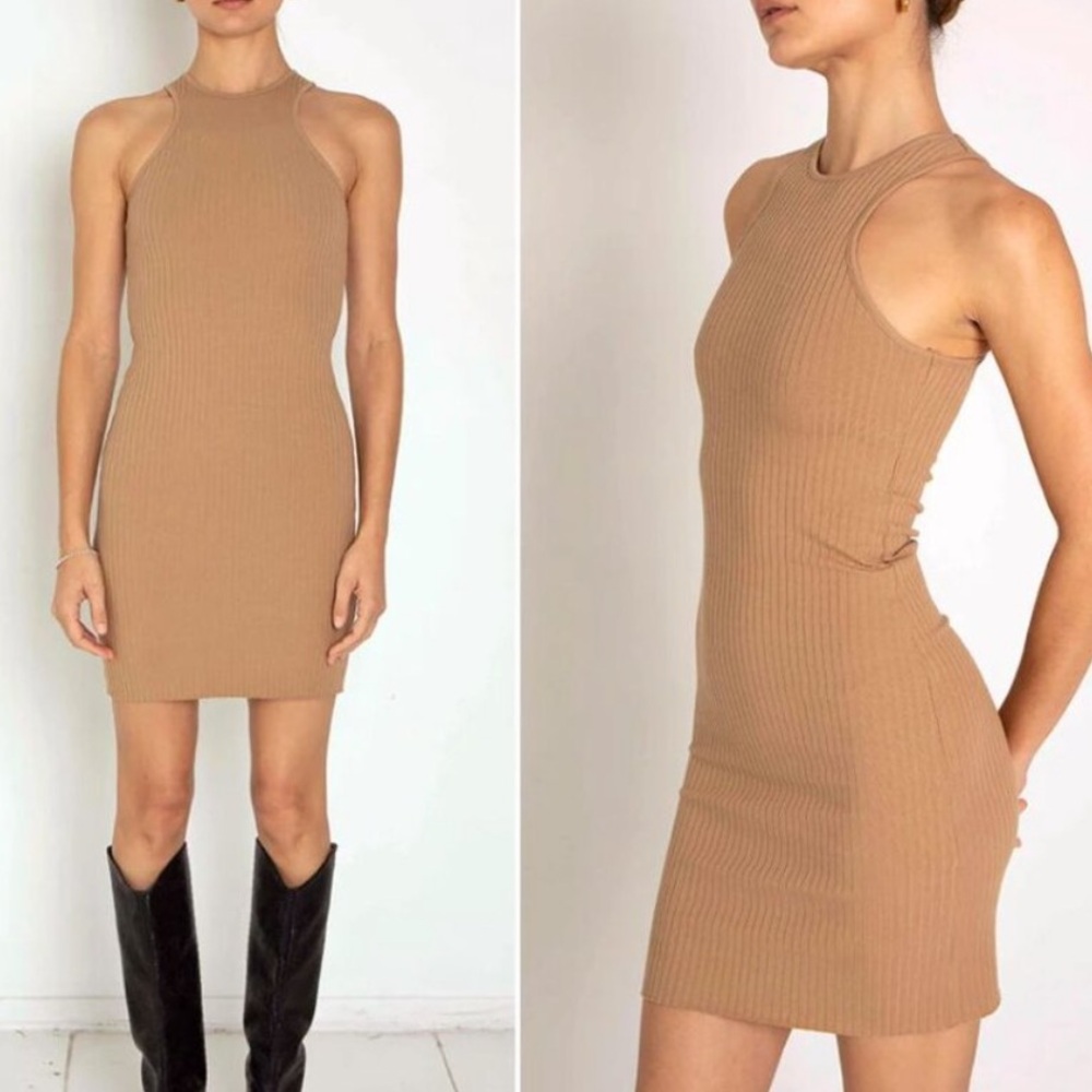 New THE RANGE dress mini Primary Rib Carved Tanlines Bodycon Stretch tank medium